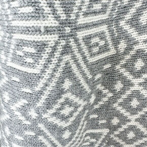 Talbots Cream Gray Patterned Cashmere Wool Open Front Thick Comfy Cardigan Sz M - Picture 9 of 10